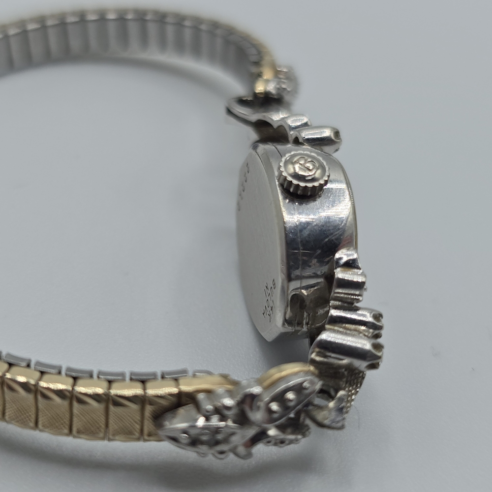 VTG 1971 Bulova Swiss 14K White Gold Case Ladies Watch Diamond Accent Manual - Picture 3 of 16